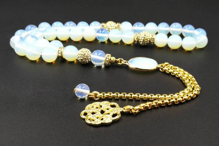 Albashan opal stone Golden accessories Women's Tasbih 33 66 99 beads ...