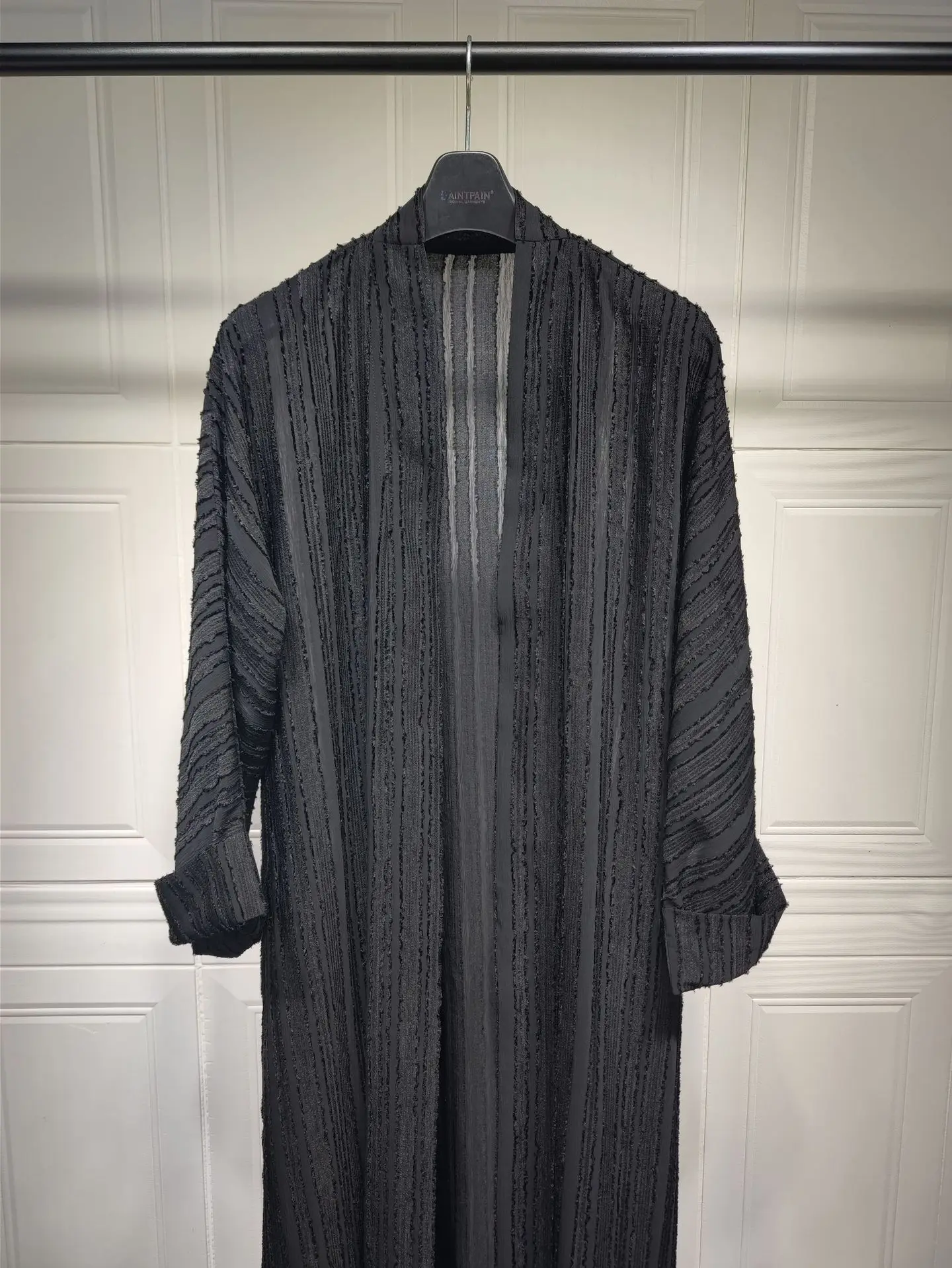 2024 New Fashion Muslim Kimono Abaya Solid Striped Retro Ethnic Cardigan Robe Dubai Middle Eastern Saudi Arabia Eid Clothes