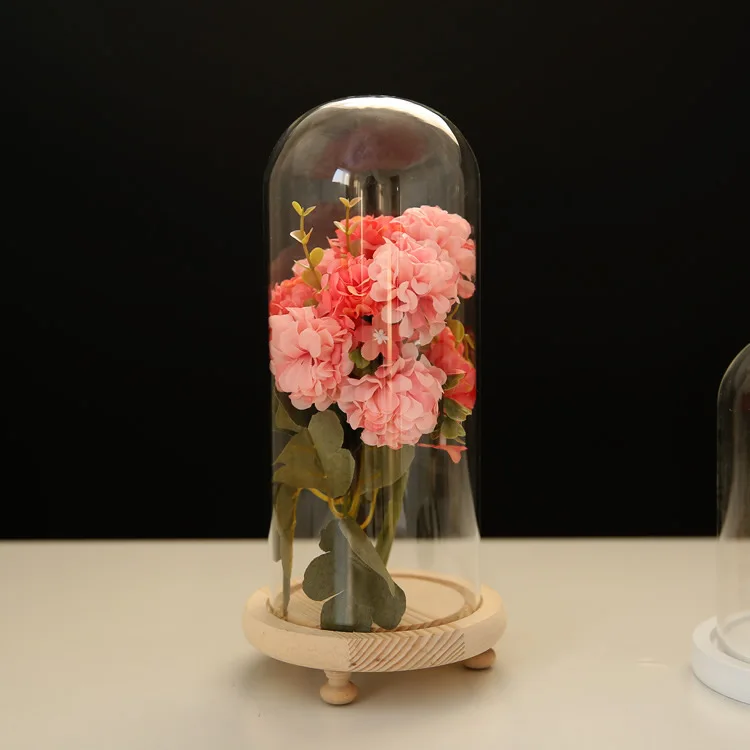 Clear Glass Display Glass Flower Display Cloche Bell Jar Bottle with Wooden Base Dust Cover Display Box Immortal Flower Box Clear Glass Display Glass Flower Display Cloche Bell Jar Bottle with Wooden Base Dust Cover Display Box Immortal Flower Box
