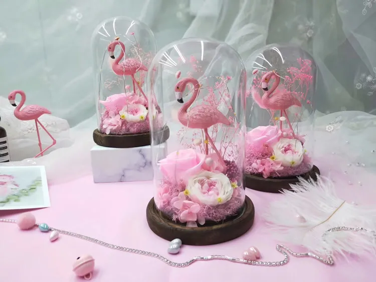 Clear Glass Display Glass Flower Display Cloche Bell Jar Bottle with Wooden Base Dust Cover Display Box Immortal Flower Box Clear Glass Display Glass Flower Display Cloche Bell Jar Bottle with Wooden Base Dust Cover Display Box Immortal Flower Box