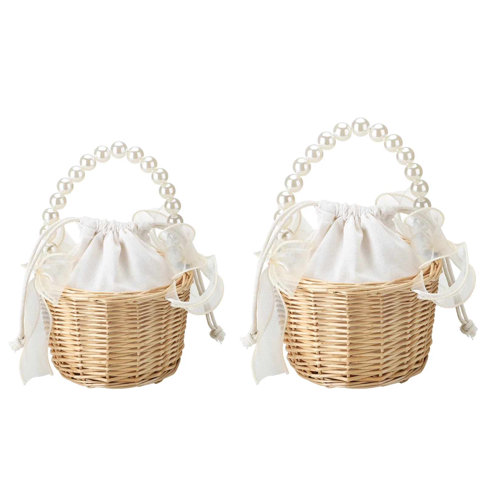 Wedding Bridesmaid Girl Bridal Handheld Flower Basket Organizer Supplies Elegant Flower Storage Box with White Mesh