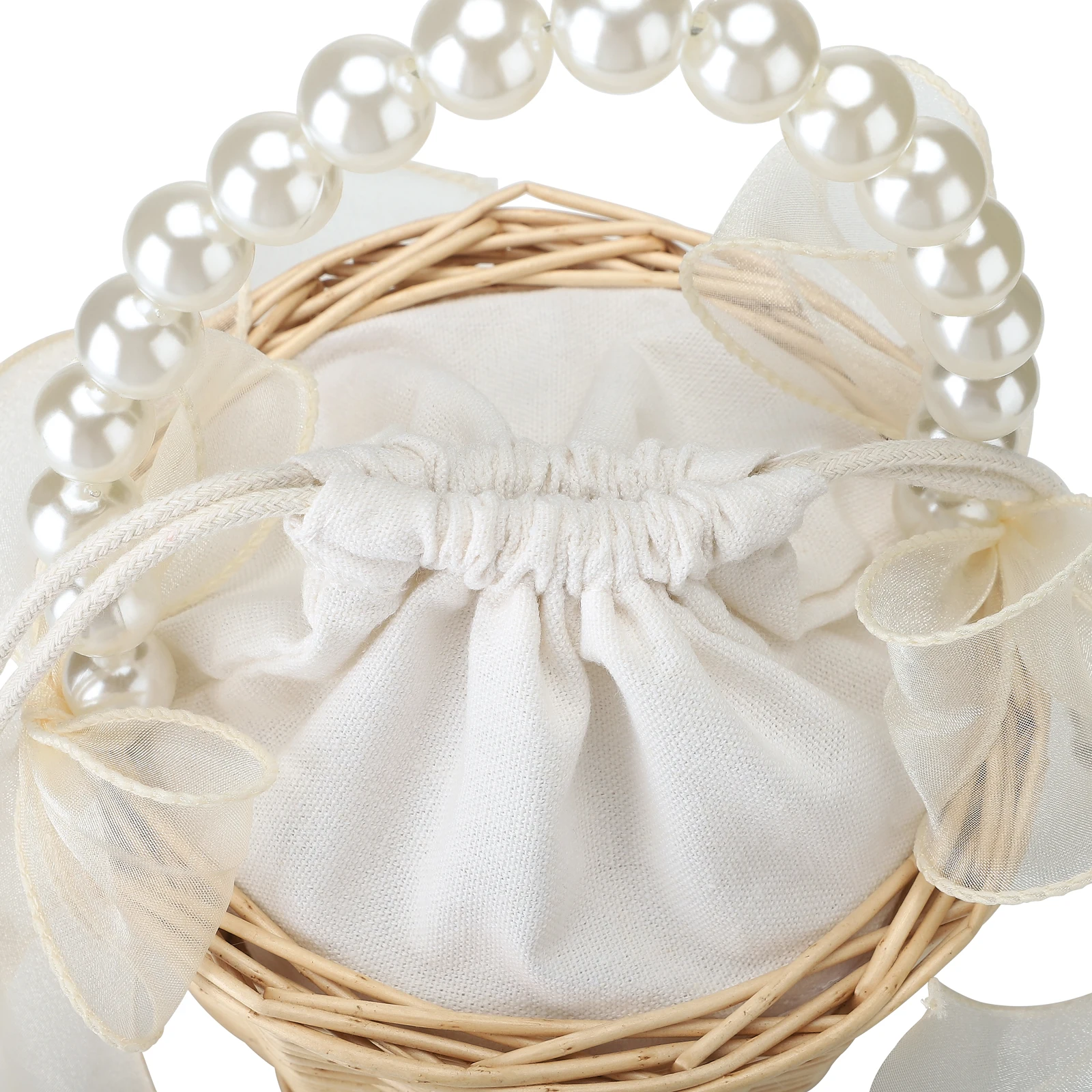 Wedding Bridesmaid Girl Bridal Handheld Flower Basket Organizer Supplies Elegant Flower Storage Box with White Mesh