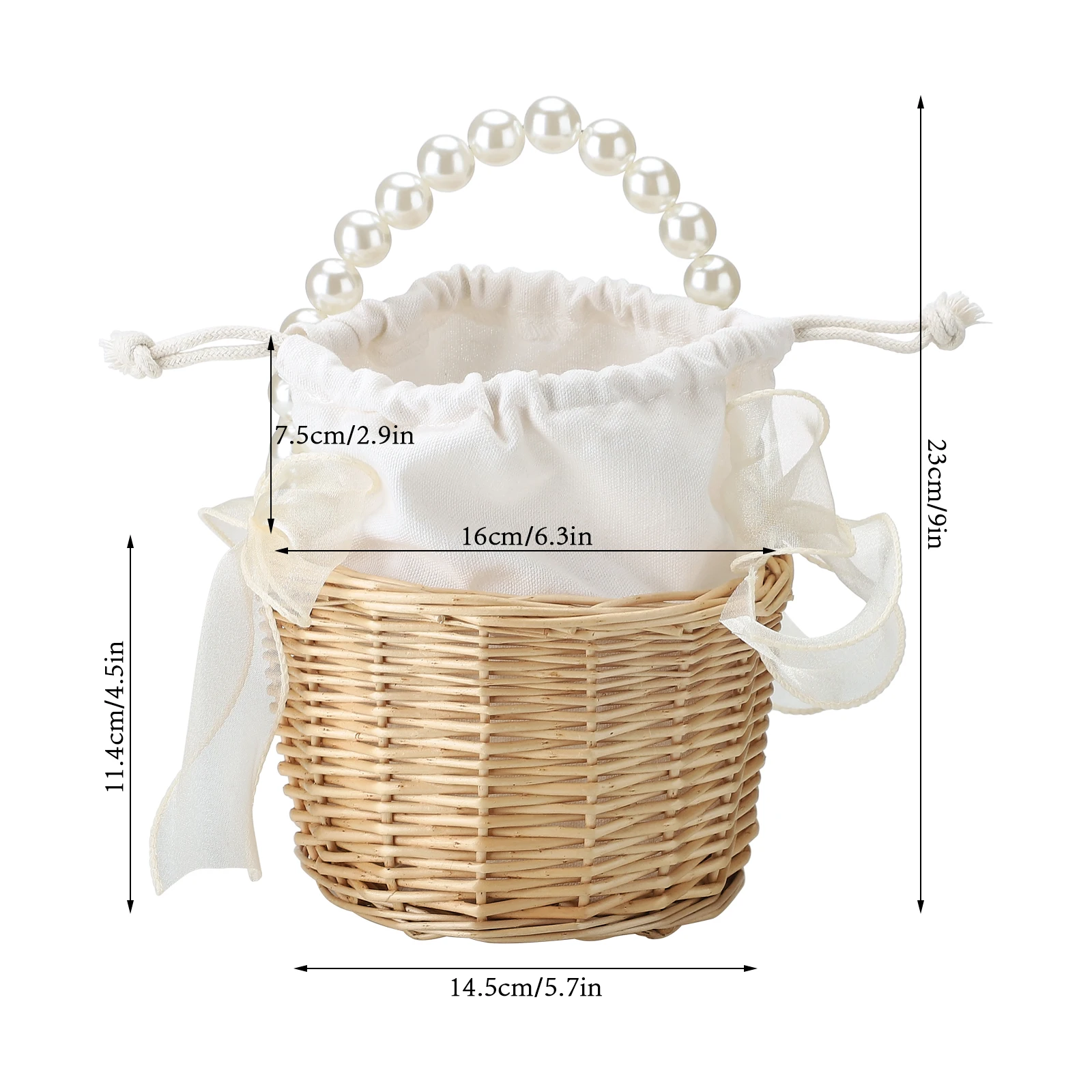 Wedding Bridesmaid Girl Bridal Handheld Flower Basket Organizer Supplies Elegant Flower Storage Box with White Mesh