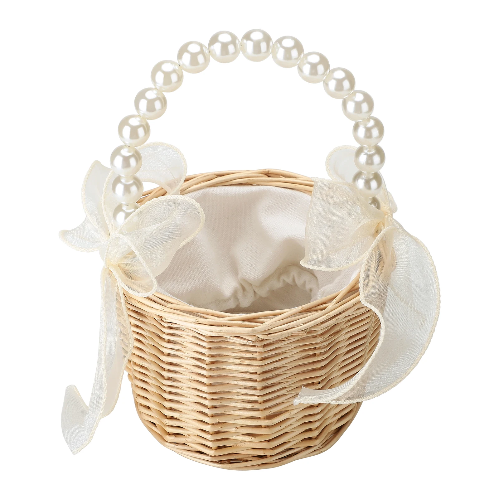 Wedding Bridesmaid Girl Bridal Handheld Flower Basket Organizer Supplies Elegant Flower Storage Box with White Mesh