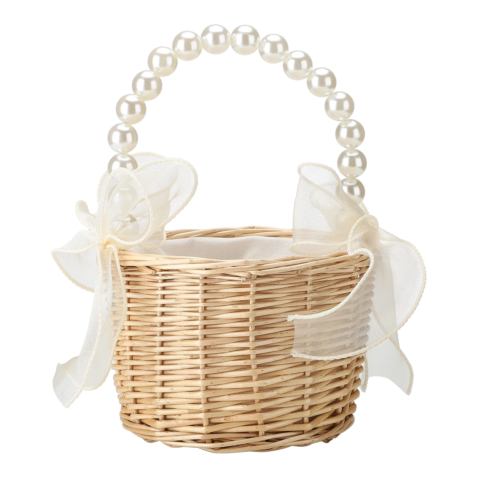 Wedding Bridesmaid Girl Bridal Handheld Flower Basket Organizer Supplies Elegant Flower Storage Box with White Mesh