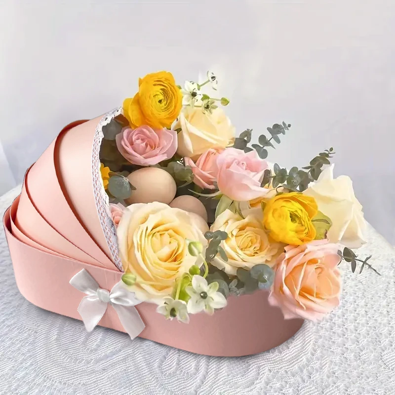 Lace Ribbon Flower Box Creative Gift Arrangement Basket Cradle Flower Packing Boxes for Home Decor Florist Supplies Wedding Lace Ribbon Flower Box Creative Gift Arrangement Basket Cradle Flower Packing Boxes for Home Decor Florist Supplies Wedding
