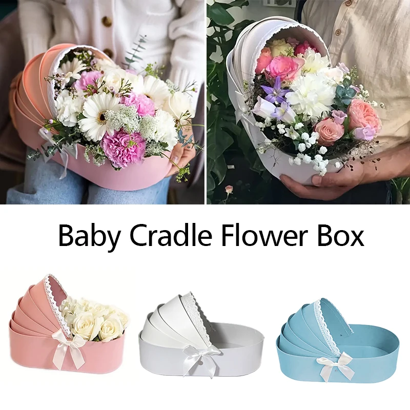 Lace Ribbon Flower Box Creative Gift Arrangement Basket Cradle Flower Packing Boxes for Home Decor Florist Supplies Wedding Lace Ribbon Flower Box Creative Gift Arrangement Basket Cradle Flower Packing Boxes for Home Decor Florist Supplies Wedding