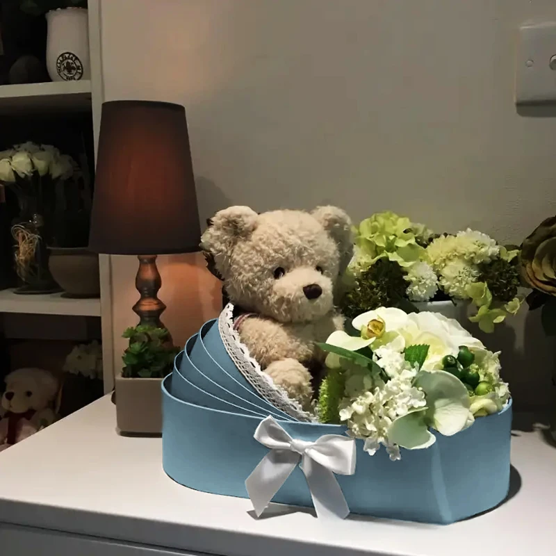 Lace Ribbon Flower Box Creative Gift Arrangement Basket Cradle Flower Packing Boxes for Home Decor Florist Supplies Wedding Lace Ribbon Flower Box Creative Gift Arrangement Basket Cradle Flower Packing Boxes for Home Decor Florist Supplies Wedding