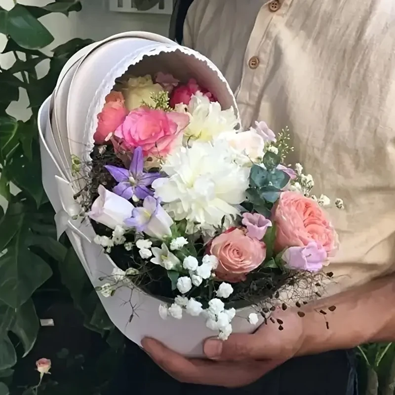 Lace Ribbon Flower Box Creative Gift Arrangement Basket Cradle Flower Packing Boxes for Home Decor Florist Supplies Wedding Lace Ribbon Flower Box Creative Gift Arrangement Basket Cradle Flower Packing Boxes for Home Decor Florist Supplies Wedding