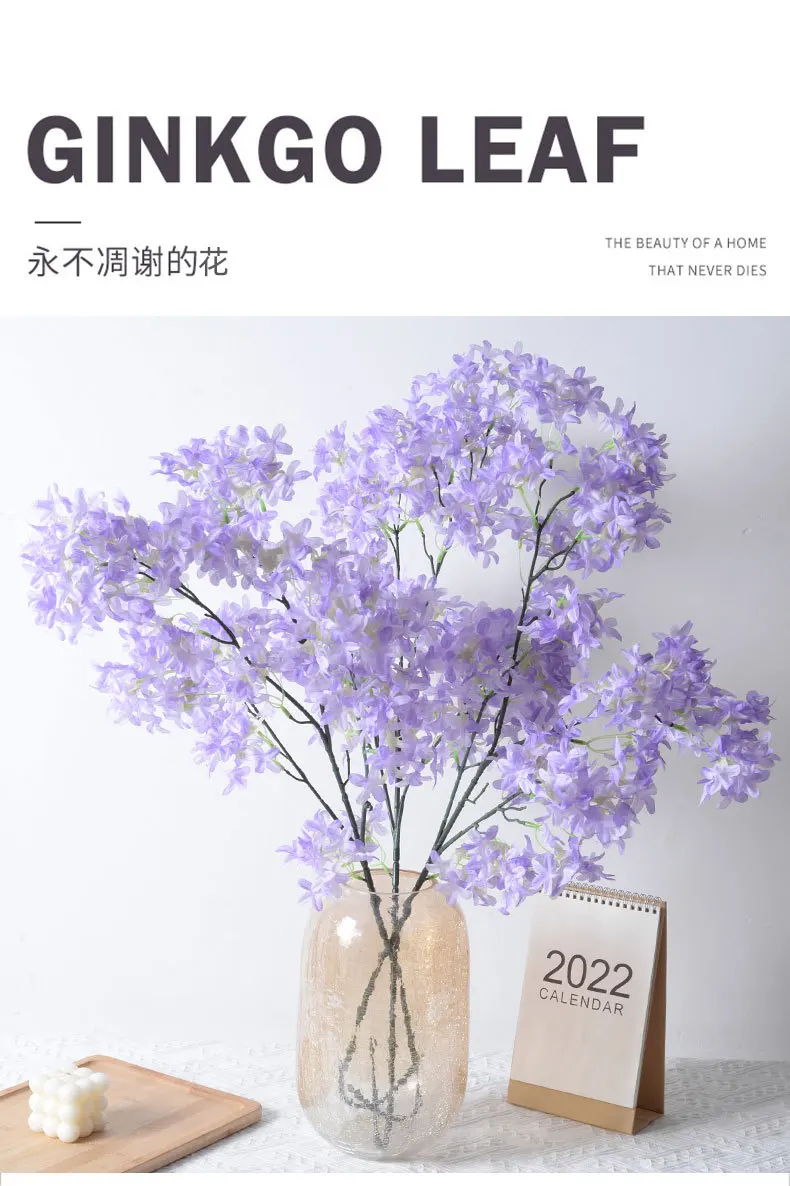 high-end Artificial lilac cross flower long branches cherry blossom silk cloth home hotel ceiling wedding road arch decoration