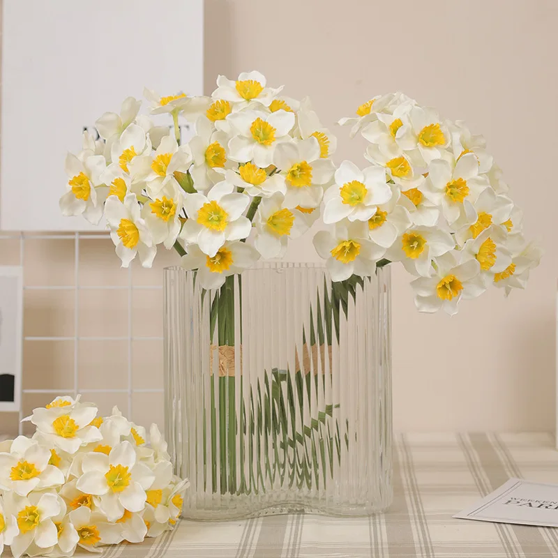 High End Silk Flower 6Pcs/Bundled Narcissus Simulation Bouquet, Home Light Luxury DIY Ornaments, Wedding Decoration Flowers High End Silk Flower 6Pcs/Bundled Narcissus Simulation Bouquet, Home Light Luxury DIY Ornaments, Wedding Decoration Flowers