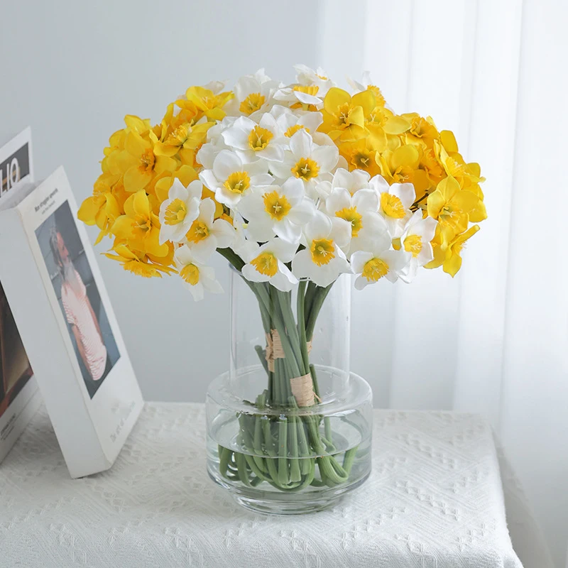 High End Silk Flower 6Pcs/Bundled Narcissus Simulation Bouquet, Home Light Luxury DIY Ornaments, Wedding Decoration Flowers High End Silk Flower 6Pcs/Bundled Narcissus Simulation Bouquet, Home Light Luxury DIY Ornaments, Wedding Decoration Flowers