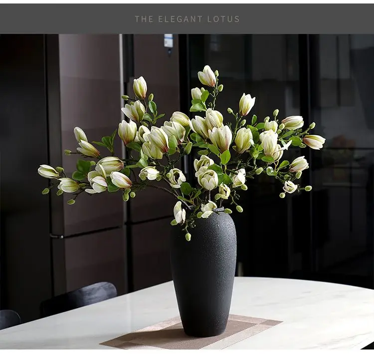 High end Magnolia simulation bouquet, living room and dining table decoration, floral set, vase, flower arrangement, silk flower