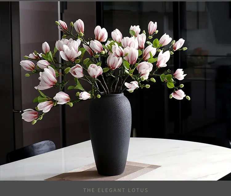 High end Magnolia simulation bouquet, living room and dining table decoration, floral set, vase, flower arrangement, silk flower