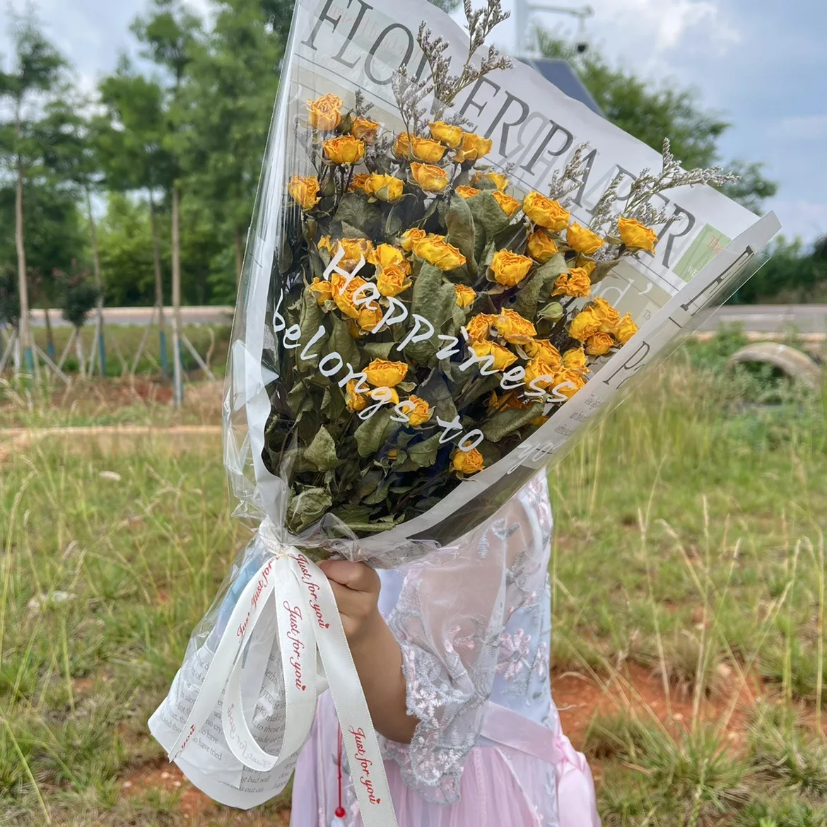 A Beautiful Day Gift Rose Dried Flower Bundle Daisy Teddy Sunflower Rose Dried Flower True Flower Dried Flowers Grand Vase