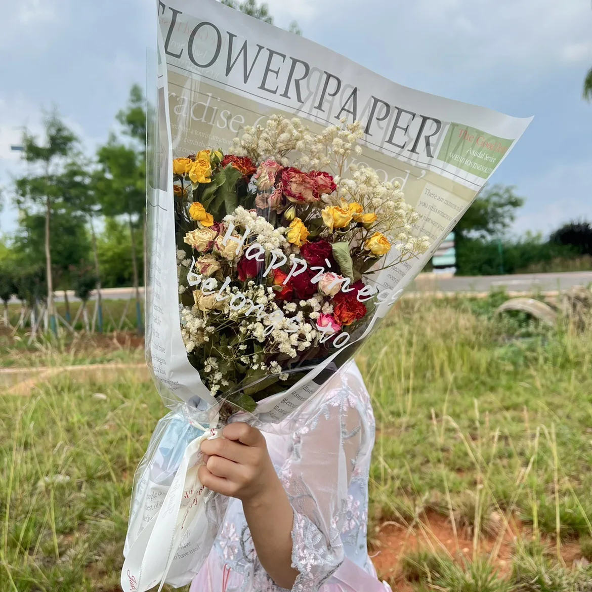 A Beautiful Day Gift Rose Dried Flower Bundle Daisy Teddy Sunflower Rose Dried Flower True Flower Dried Flowers Grand Vase