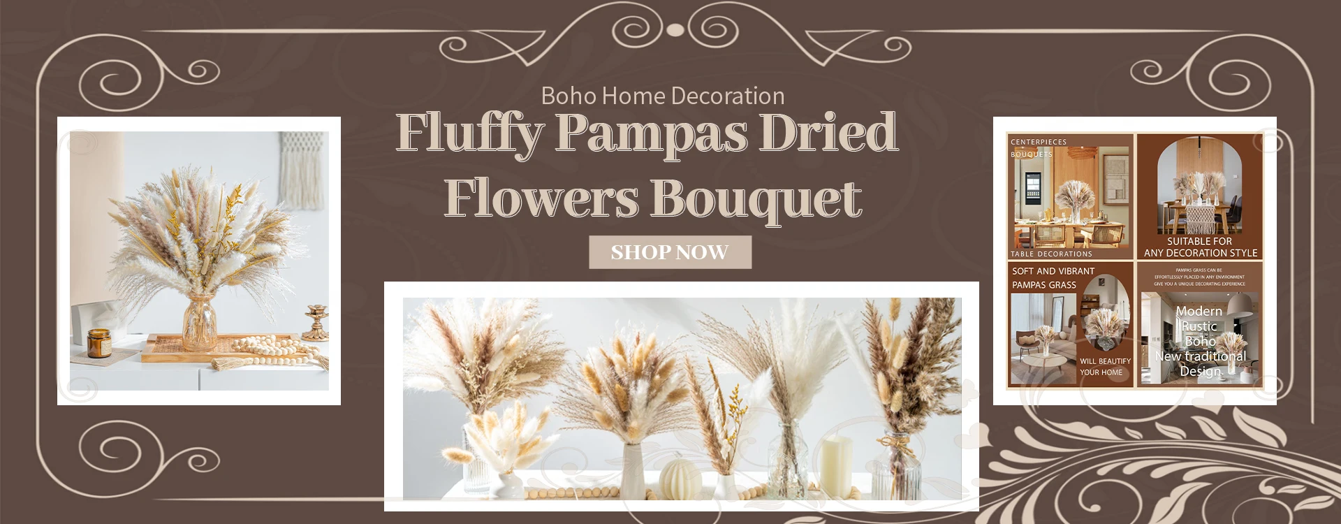 70PCS Dried Flowers Pampas Grass Bouquets Boho Home Party Decor Natural Preserved Flower Bunny Tails Wedding Floral Decoration