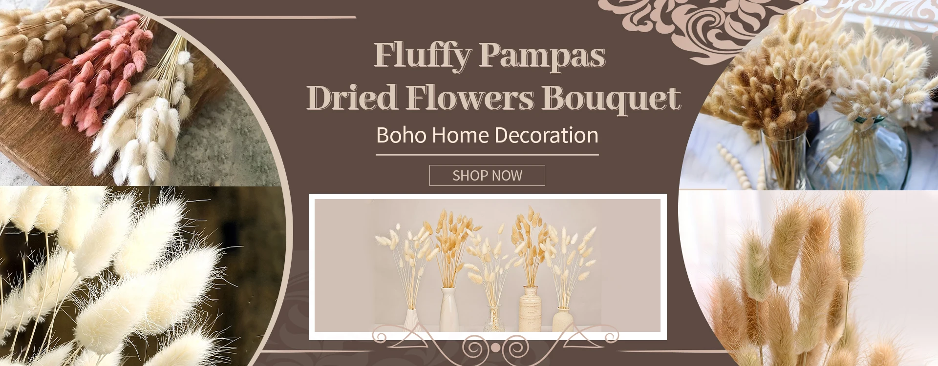 70PCS Dried Flowers Pampas Grass Bouquets Boho Home Party Decor Natural Preserved Flower Bunny Tails Wedding Floral Decoration