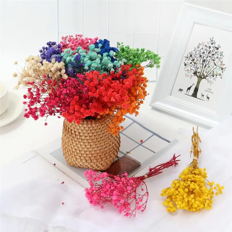 Mini Gypsophila Preserved Natural Dried Flowers Bouquet For Babysbreath Home Wedding Decoration Photography Backdrop Decor
