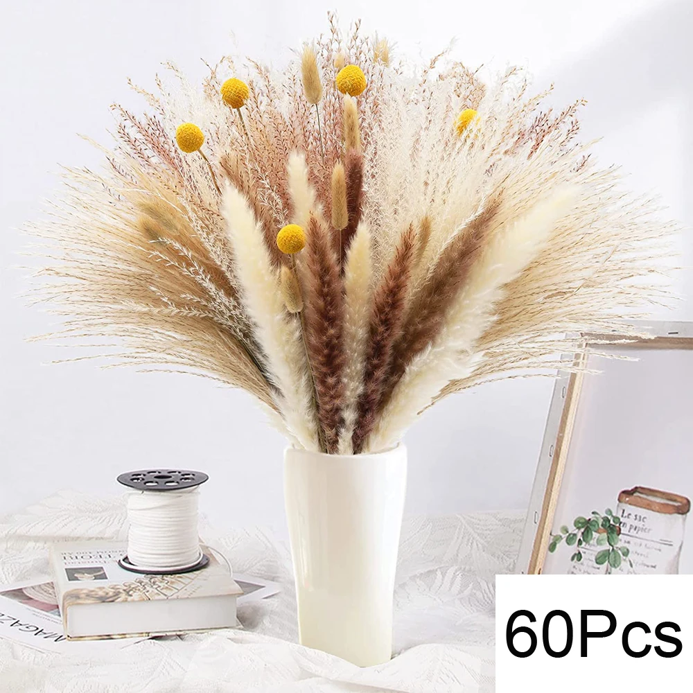 100Pcs Fluffy Pampas Dried Flowers Bouquet Home Decor Natural Bunny Rabbit Tail Grass Artifical Flower Wedding Party Decoration 100Pcs Fluffy Pampas Dried Flowers Bouquet Home Decor Natural Bunny Rabbit Tail Grass Artifical Flower Wedding Party Decoration