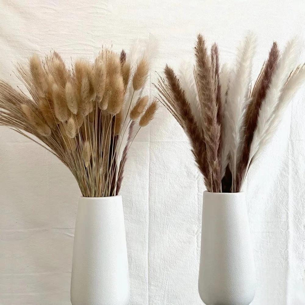 100Pcs Fluffy Pampas Dried Flowers Bouquet Home Decor Natural Bunny Rabbit Tail Grass Artifical Flower Wedding Party Decoration 100Pcs Fluffy Pampas Dried Flowers Bouquet Home Decor Natural Bunny Rabbit Tail Grass Artifical Flower Wedding Party Decoration