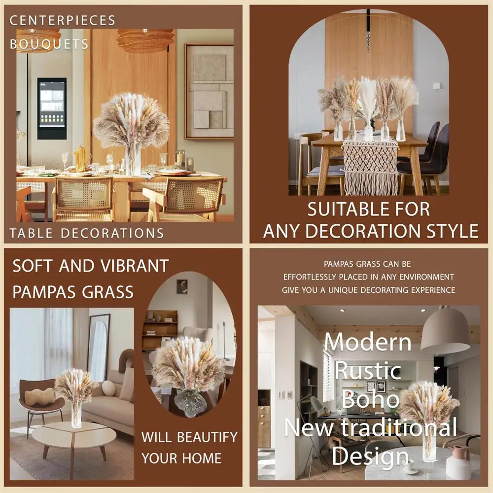 105pcs Natural Dried Flowers Pampas Floral Bouquet Boho Country Home Decoration Rabbit Tail Grass Reed Wedding Decor Arrangement 105pcs Natural Dried Flowers Pampas Floral Bouquet Boho Country Home Decoration Rabbit Tail Grass Reed Wedding Decor Arrangement