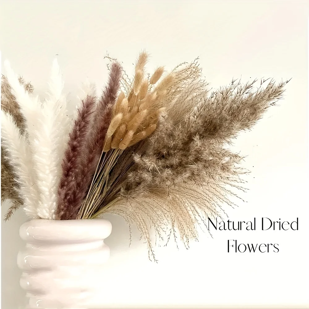 105pcs Natural Dried Flowers Pampas Floral Bouquet Boho Country Home Decoration Rabbit Tail Grass Reed Wedding Decor Arrangement 105pcs Natural Dried Flowers Pampas Floral Bouquet Boho Country Home Decoration Rabbit Tail Grass Reed Wedding Decor Arrangement