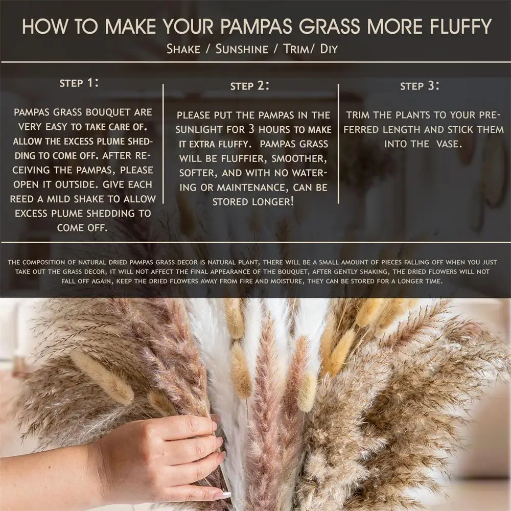 105pcs Natural Dried Flowers Pampas Floral Bouquet Boho Country Home Decoration Rabbit Tail Grass Reed Wedding Decor Arrangement 105pcs Natural Dried Flowers Pampas Floral Bouquet Boho Country Home Decoration Rabbit Tail Grass Reed Wedding Decor Arrangement