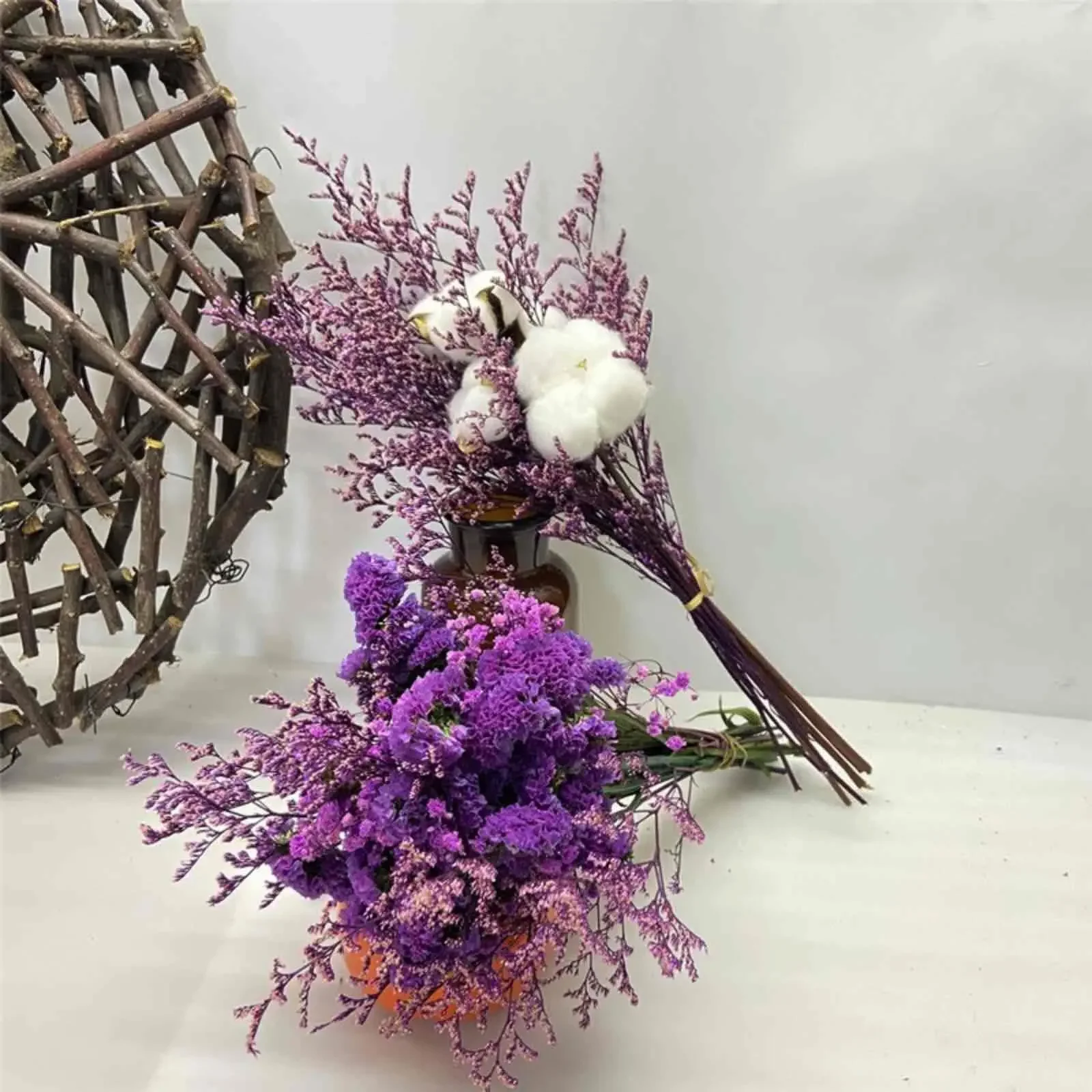 70g Natural Limonium Grass Dried Flowers Bouquet for Nordic Boho Home Decor Fluffy Pampas Valentine's Day Wedding Diy Decoration