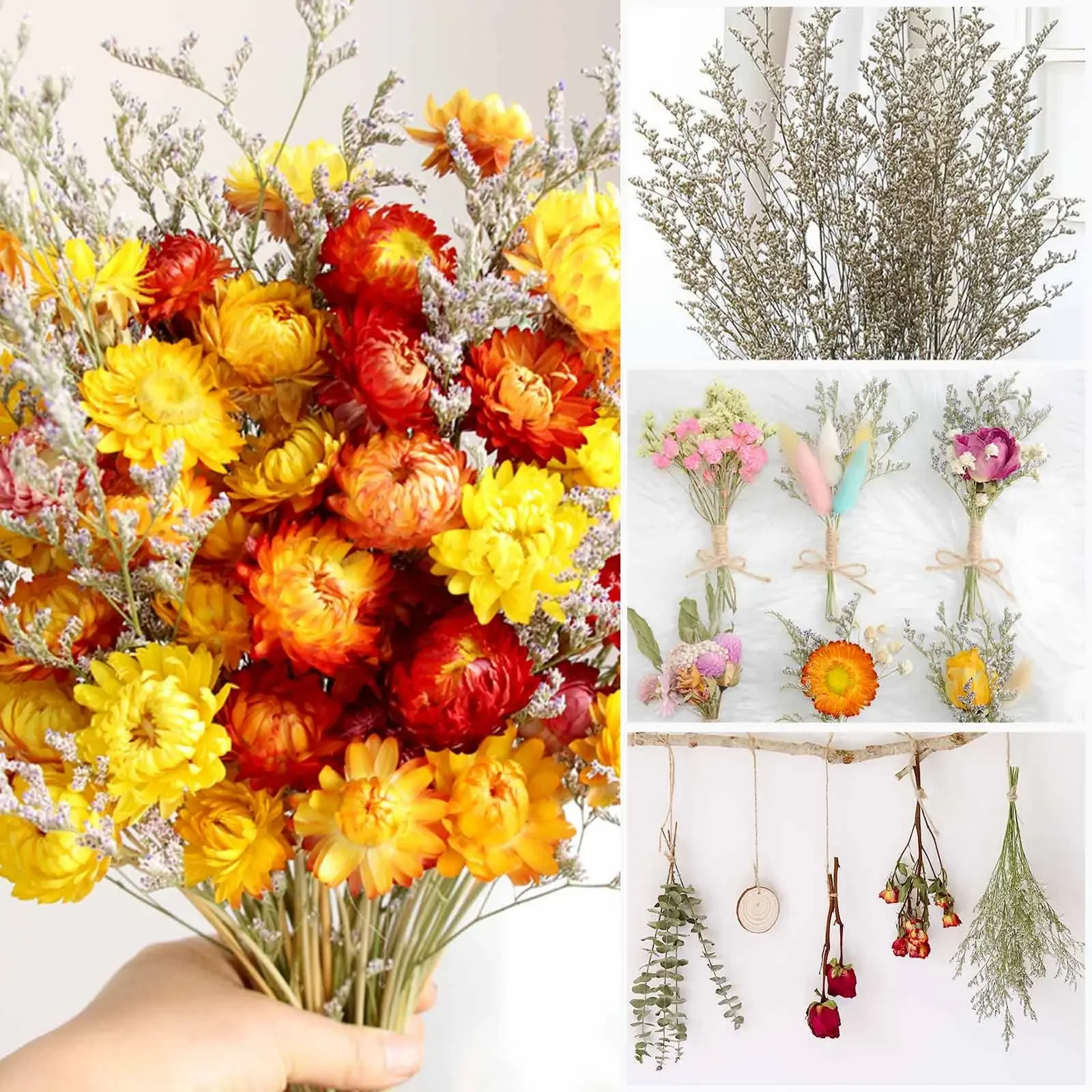 70g Natural Limonium Grass Dried Flowers Bouquet for Nordic Boho Home Decor Fluffy Pampas Valentine's Day Wedding Diy Decoration