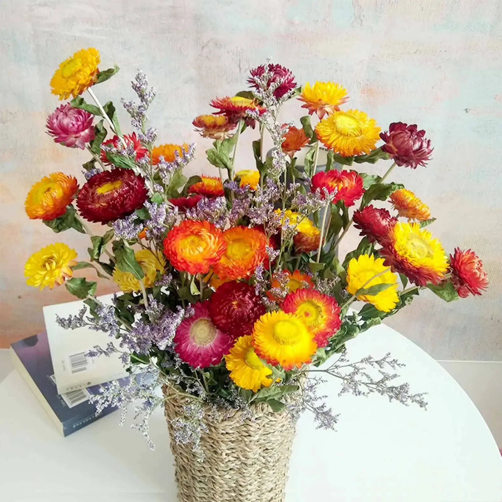 70g Natural Limonium Grass Dried Flowers Bouquet for Nordic Boho Home Decor Fluffy Pampas Valentine's Day Wedding Diy Decoration