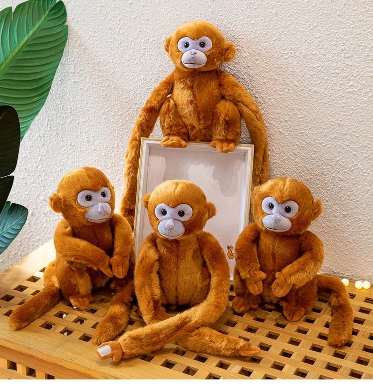 Simulation Cute Monkey Plush Toy Golden Monkey Doll Long Arm Monkey High-end Curtain Bundled Ornaments Doll Doll