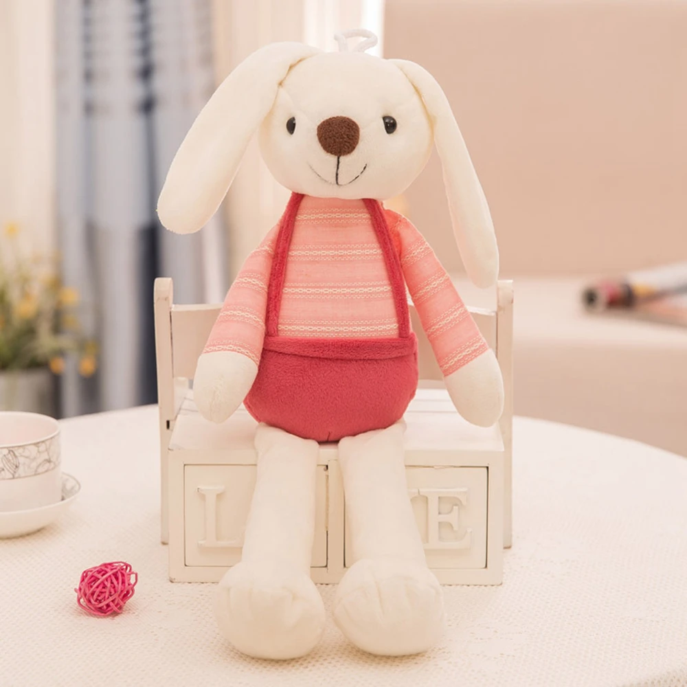 40cm Candy Color Long-eared Rabbit Plush Toy Dressed Small White Rabbit Can Be Hung On The Wall To Sleep To Soothe Birthday Gift
