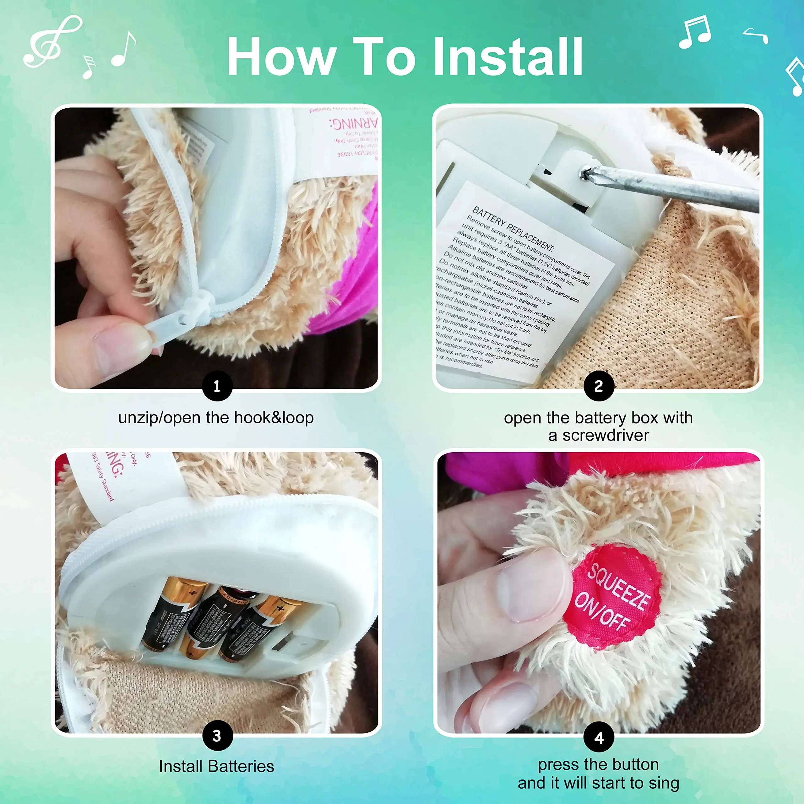 Singing Happy Birthday Bear Plush Toys Swinging Musical Cute Soft Doll Stuffed Animals for Girls Kids Electric Birthday Gift