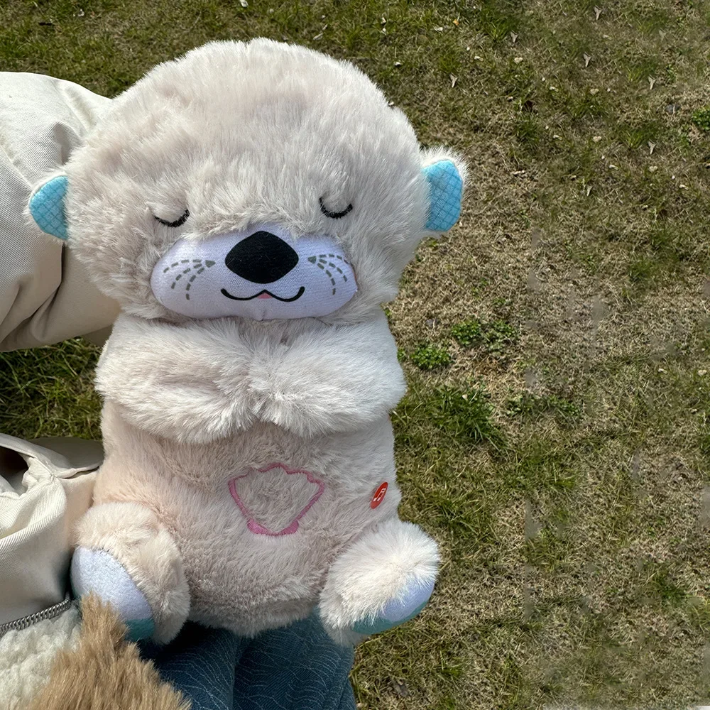 Baby Breath Baby Bear Soothes Otter Plush Toy Doll Toy Child Soothing Music Sleep Companion Sound And Light Doll Toy Gifts