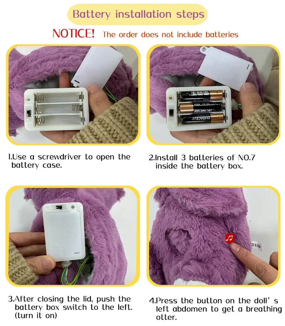 Baby Breath Baby Bear Soothes Otter Plush Toy Doll Toy Child Soothing Music Sleep Companion Sound And Light Doll Toy Gifts