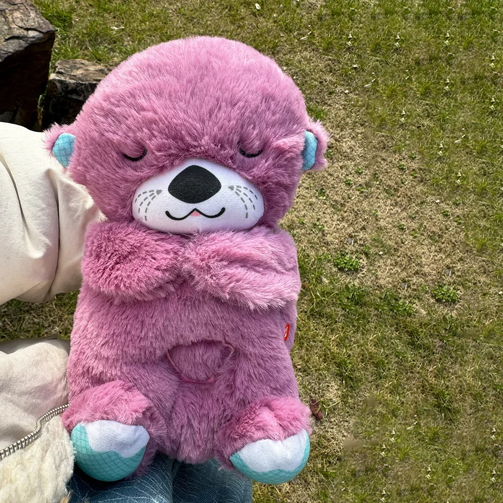 Baby Breath Baby Bear Soothes Otter Plush Toy Doll Toy Child Soothing Music Sleep Companion Sound And Light Doll Toy Gifts
