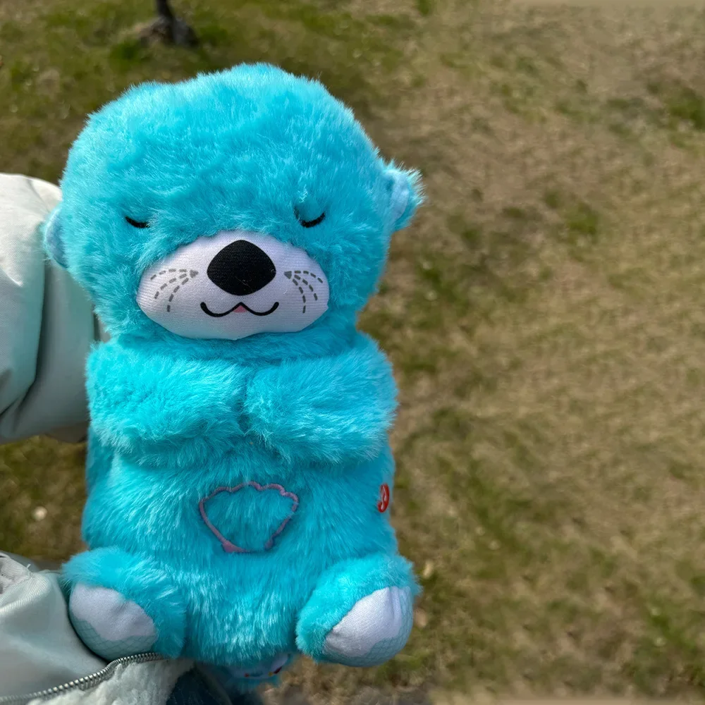 Baby Breath Baby Bear Soothes Otter Plush Toy Doll Toy Child Soothing Music Sleep Companion Sound And Light Doll Toy Gifts