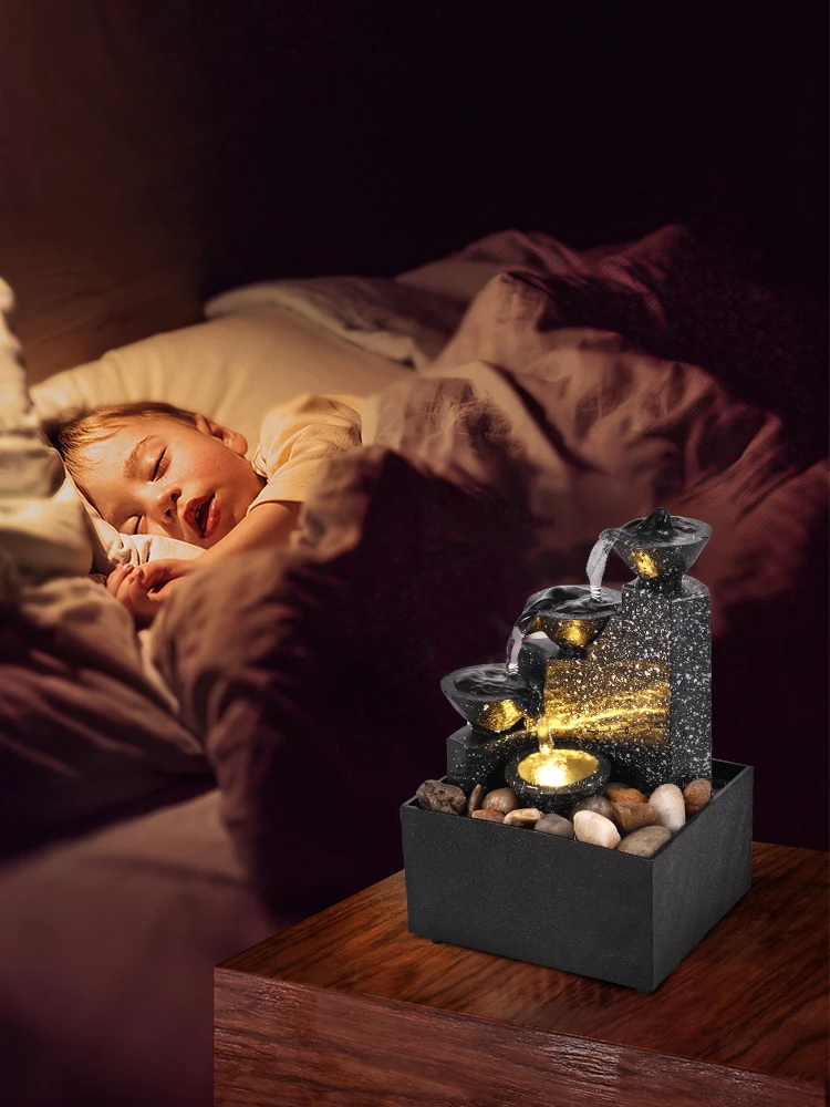 Tabletop Waterfall Decor USB Charging Mode Water Fountain Desktop Fountain Crafts Flowing Water Ornaments Indoor Office Bedroom