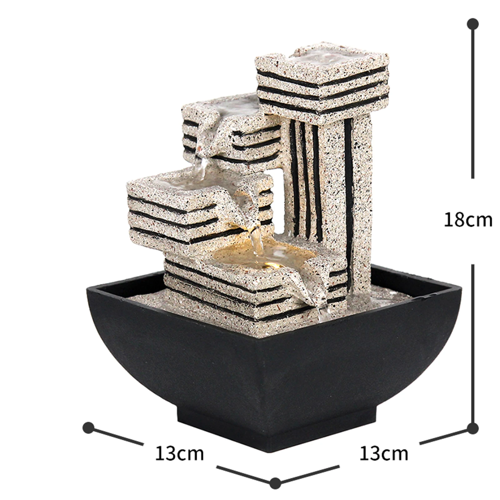 Tabletop Fountain Ornament Water Fountain Resin Flowing Decoration for Desk Bedroom Decoration Geometry Flowing Simple Decor