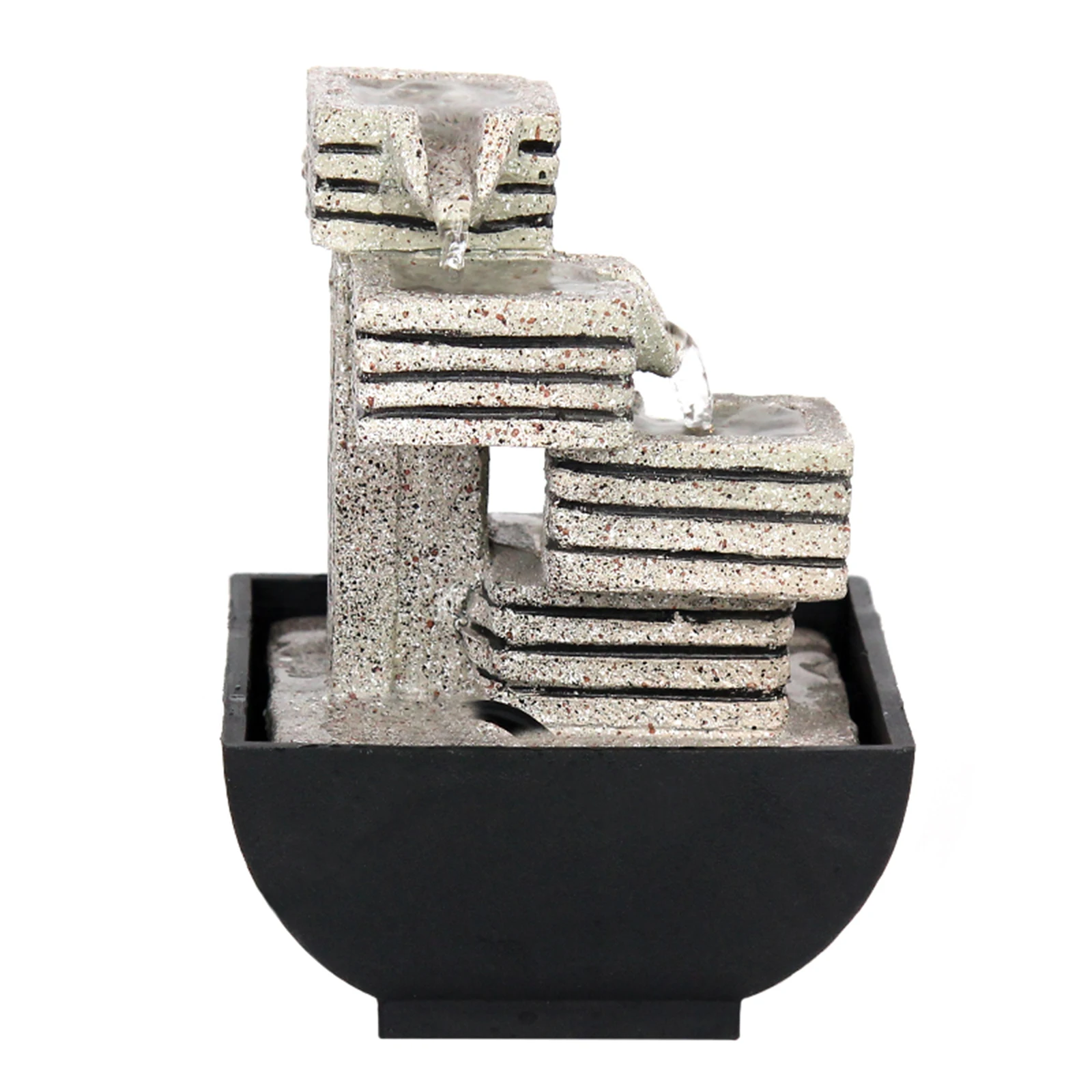 Tabletop Fountain Ornament Water Fountain Resin Flowing Decoration for Desk Bedroom Decoration Geometry Flowing Simple Decor