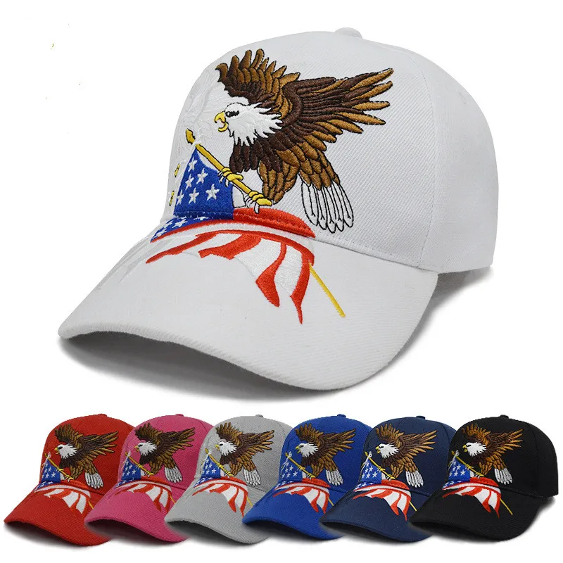 2020 Patriotic American Eagle and American Flag Baseball Cap USA Bald Eagle 3D Embroidery Snapback Hats Men Cap Fast Logistics
