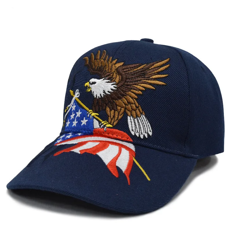 2020 Patriotic American Eagle and American Flag Baseball Cap USA Bald Eagle 3D Embroidery Snapback Hats Men Cap Fast Logistics