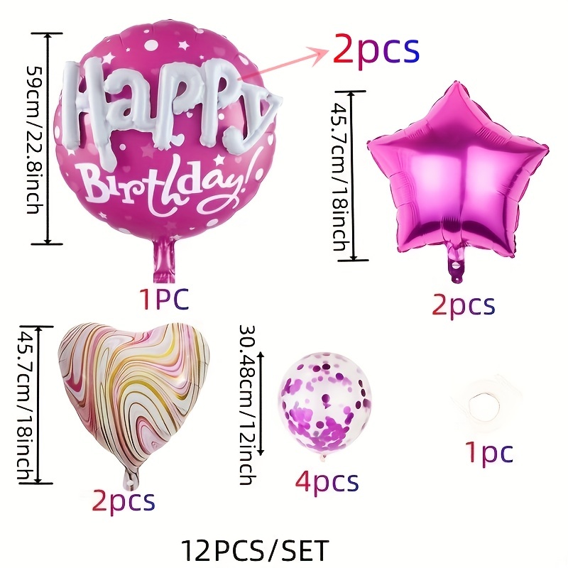 12pcs Birthday Party Balloons 22inch Round Foil balloon Stars Decoration for Party Supplies