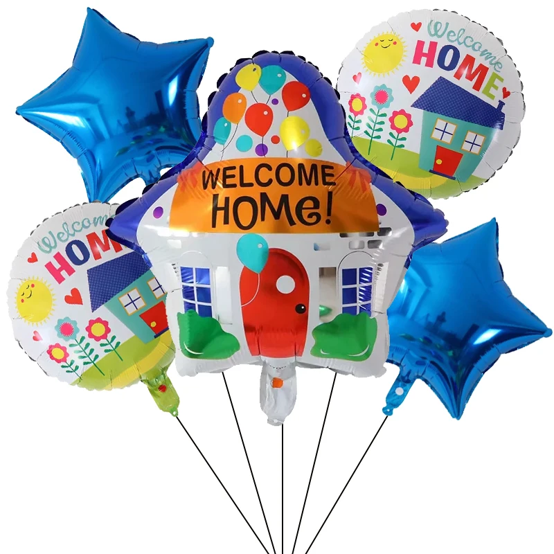 5Pcs Welcome Home Foil Helium Balloons Newborn for Kids Birthday Party Baby Shower Decorations Moving Into a New Home Air Globos