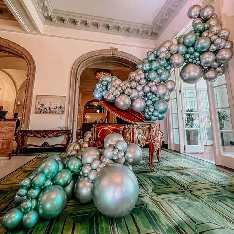 216pcs Chrome Green Decorations Welcome Home Balloons Garland Arch Kits Happy Birthday Events Celebration Baba Shower Garland