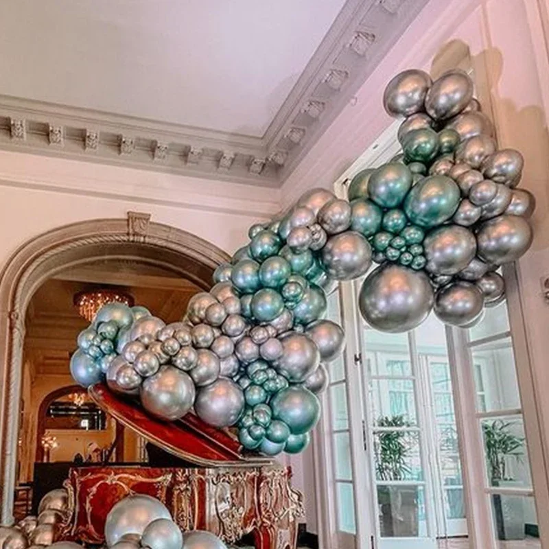 216pcs Chrome Green Decorations Welcome Home Balloons Garland Arch Kits Happy Birthday Events Celebration Baba Shower Garland