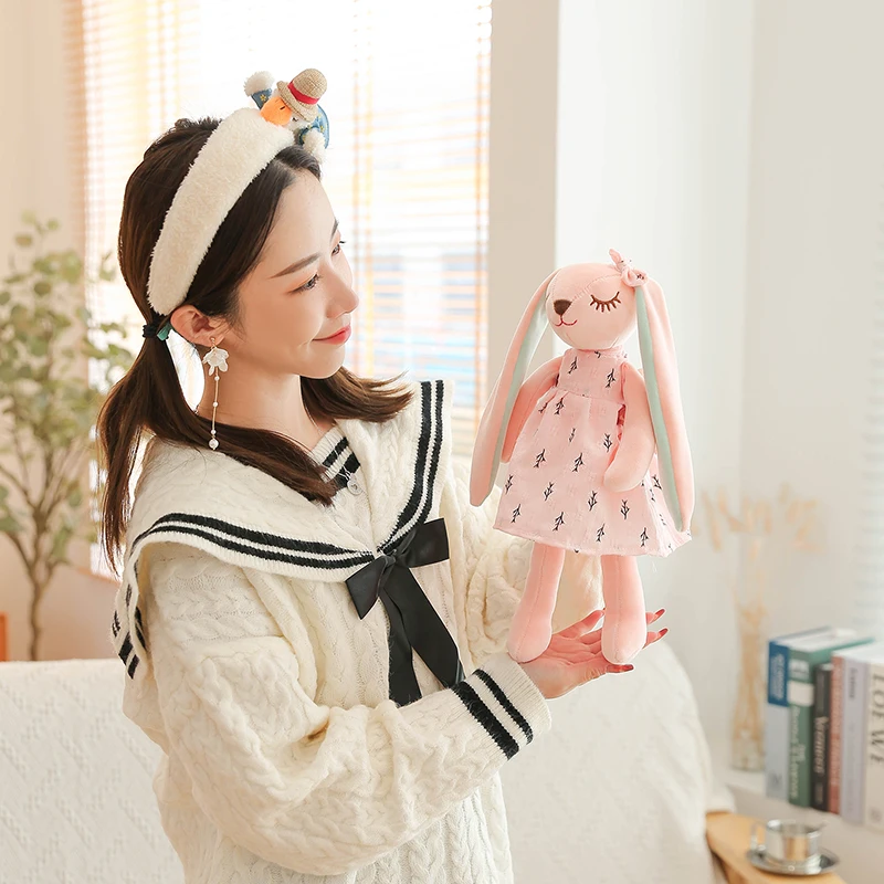 Kawaii Long Ear Rabbit Plush Toys Baby Sleep Comfort Dolls Stuffed Soft Animal Toys Lovely Rabbit for Children Girls 35CM