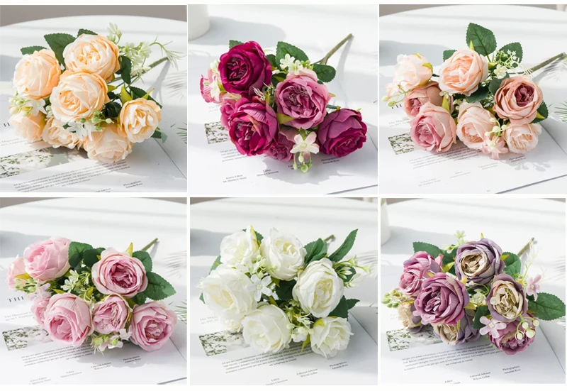7 Heads Artificial Flowers peonies Home Decoration Accessories Silk Peony Wedding Decorations bride Bouquet Rose Fake plants 7 Heads Artificial Flowers peonies Home Decoration Accessories Silk Peony Wedding Decorations bride Bouquet Rose Fake plants
