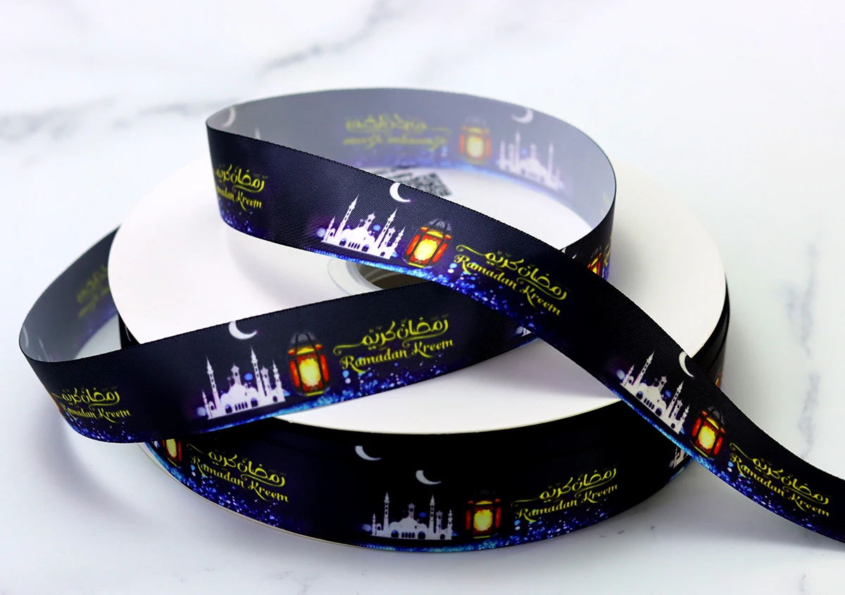 Ruban EID Mubarak Ramadan Kareem Mubarak Muslim Islamic Festival Party DIY Decorations 100 yards/lot